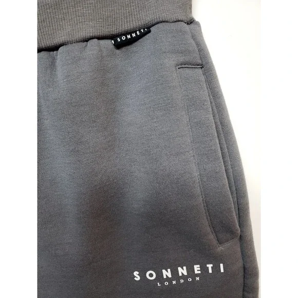 Sonneti London Mens Small Gray Fleece Shorts 9" Inseam -Logo Drawstring, Pockets - Picture 2 of 16